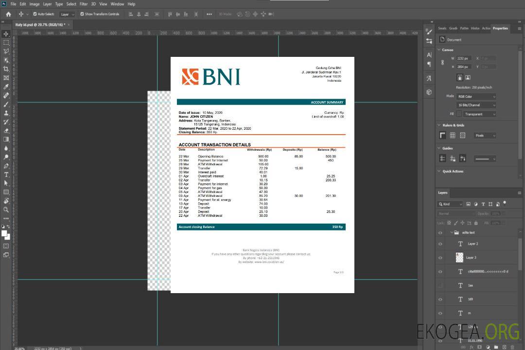 Banque indonésienne Negara Indonesia (BNI) template